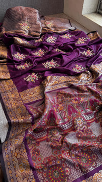 Pure Munga Silk Banarasi Saree with Zardozi, Gotapatti & Pearl Work