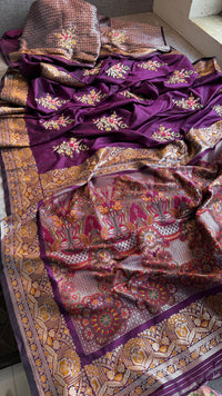 Pure Munga Silk Banarasi Saree with Zardozi, Gotapatti & Pearl Work