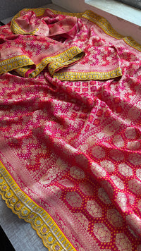 Pure Khaddi Georgette Banarasi Saree with Zardozi, Aari & Pearl Work