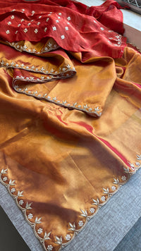 Pure Tissue Handloom Silk Saree with Zardozi, Pearl & Sequin Work