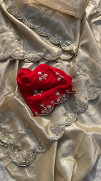 Pure Tissue Handloom Silk Saree with Zardozi, Gotapatti & Pearl Work
