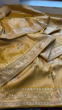 Pure Munga Silk Saree with Zardozi, Gotapatti & Pearl Embroidery