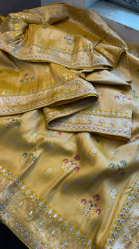 Pure Munga Silk Saree with Zardozi, Gotapatti & Pearl Embroidery