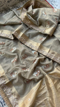 Pure Tissue Saree with Zardozi, Gotta Patti & Pearl Handwork