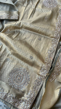 Pure Tissue Saree with Zardozi, Gotta Patti & Pearl Handwork