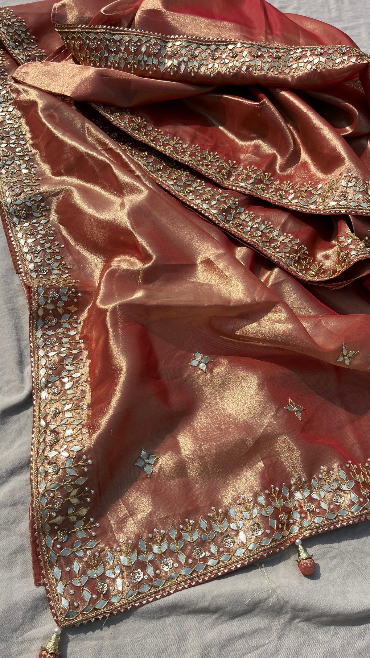 Pure Tissue Handloom Silk Saree with Zardozi & Gota Patti Work