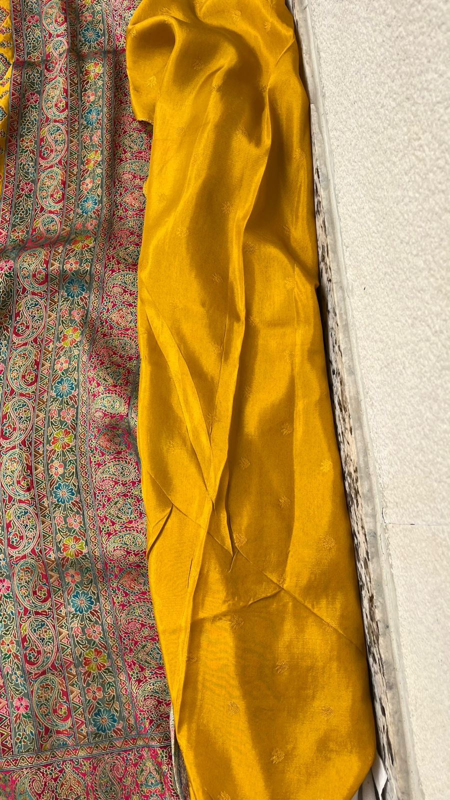 Golden Mustard Kani Crepe Silk Saree with Banarasi Weaving Zari and Multithread Detailing