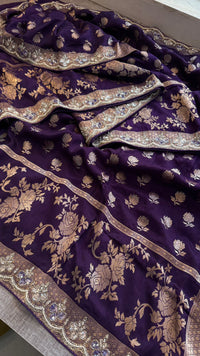 Pure Munga Silk Banarasi Saree with Handcrafted Kutdana Pearl Sequins and Zarkan Embroidery