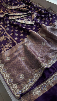 Pure Munga Silk Banarasi Saree with Handcrafted Kutdana Pearl Sequins and Zarkan Embroidery