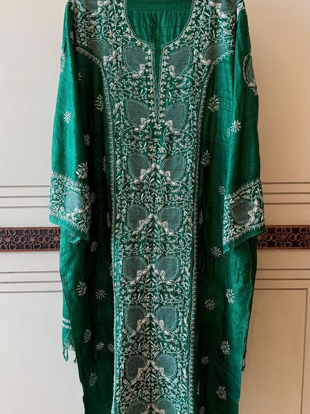 Pure Silk Kurta Dupatta Set with Hand Mukaish Embellishment