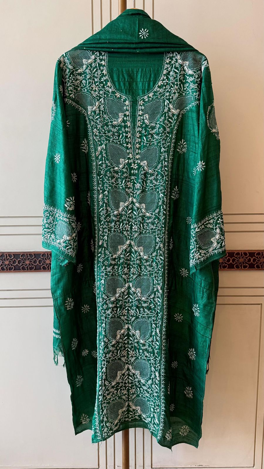 Pure Silk Kurta Dupatta Set with Hand Mukaish Embellishment