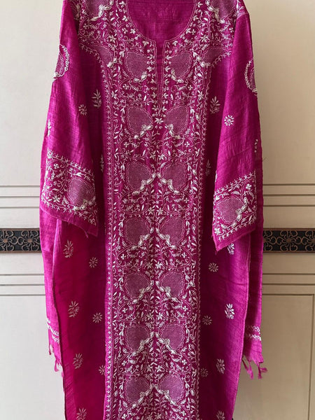 Pure Silk Kurta Dupatta Set with Hand Mukaish Embellishment