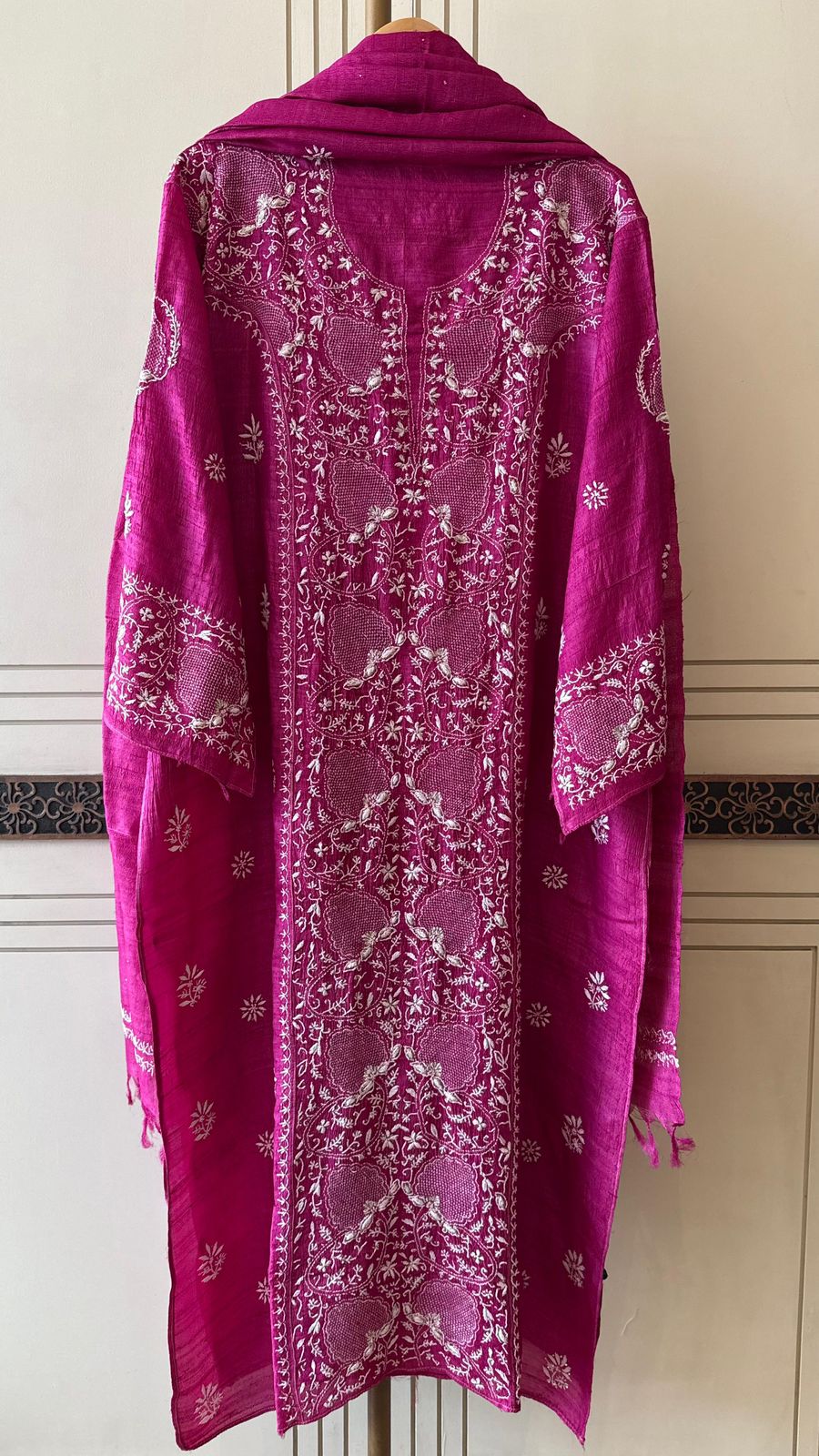 Pure Silk Kurta Dupatta Set with Hand Mukaish Embellishment