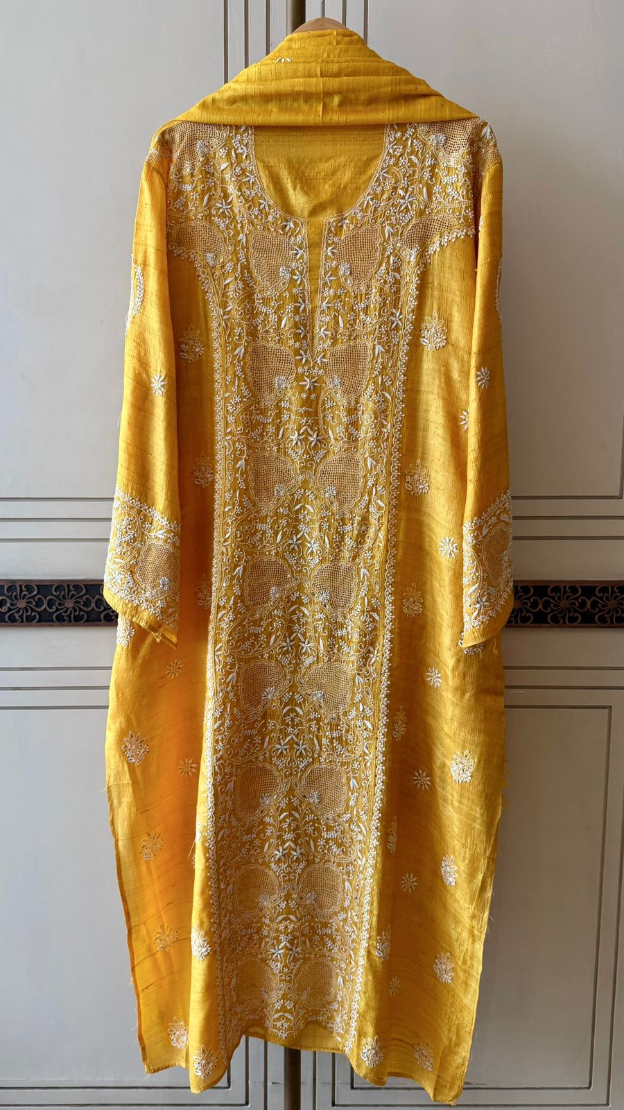 Pure Silk Kurta Dupatta Set with Hand Mukaish Embellishment