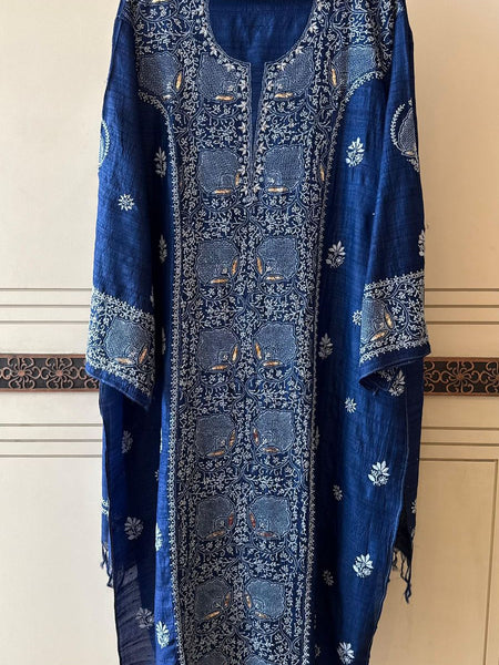 Pure Silk Kurta Dupatta Set with Hand Mukaish Embellishment