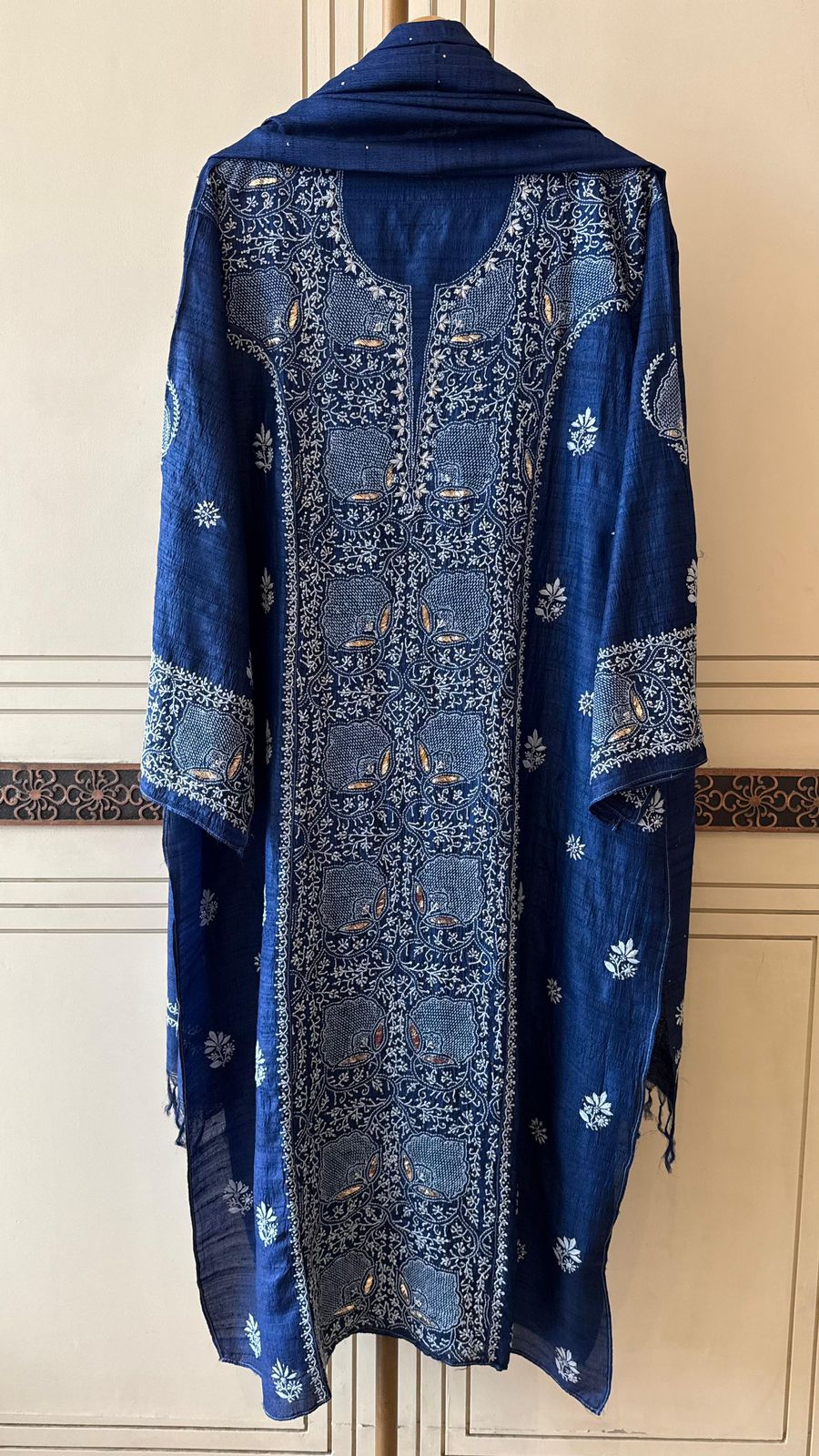 Pure Silk Kurta Dupatta Set with Hand Mukaish Embellishment