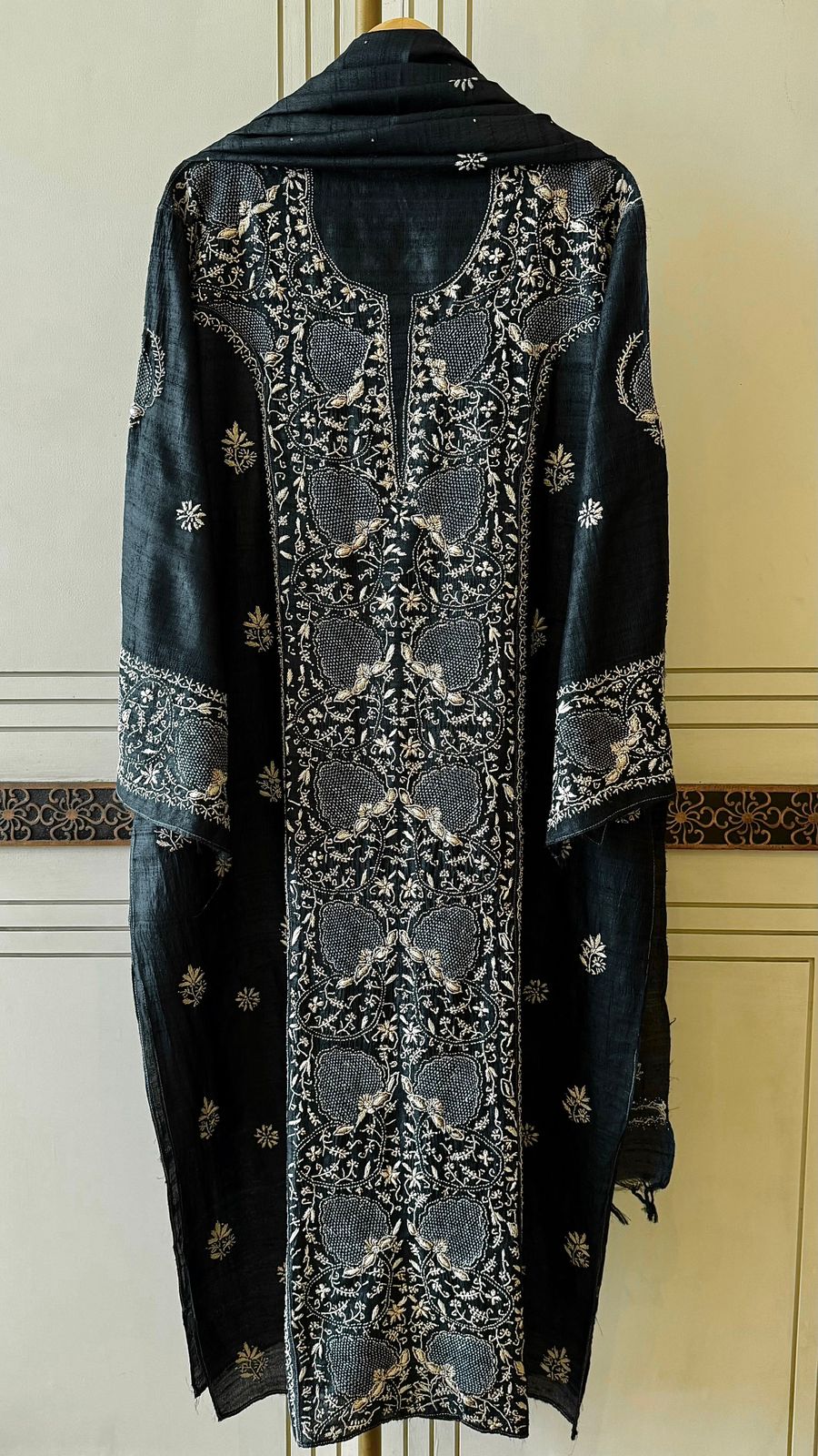 Pure Silk Kurta Dupatta Set with Hand Mukaish Embellishment