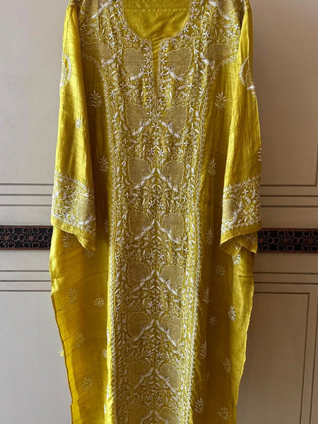 Pure Silk Kurta Dupatta Set with Hand Mukaish Embellishment