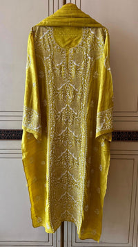 Pure Silk Kurta Dupatta Set with Hand Mukaish Embellishment