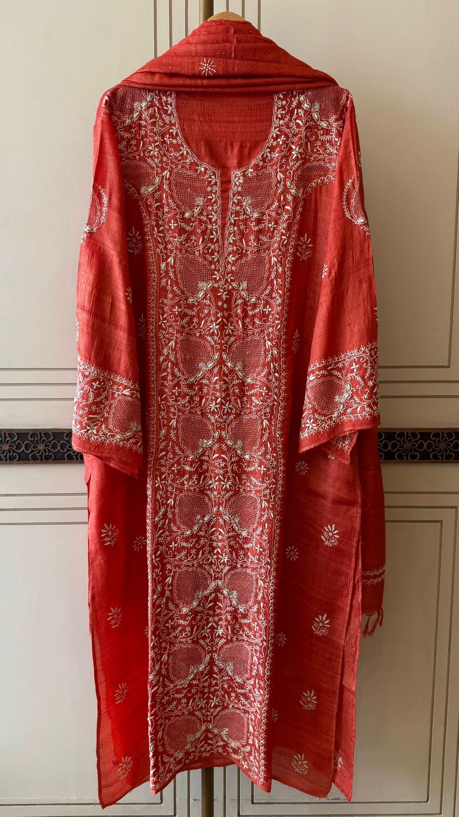 Pure Silk Kurta Dupatta Set with Hand Mukaish Embellishment