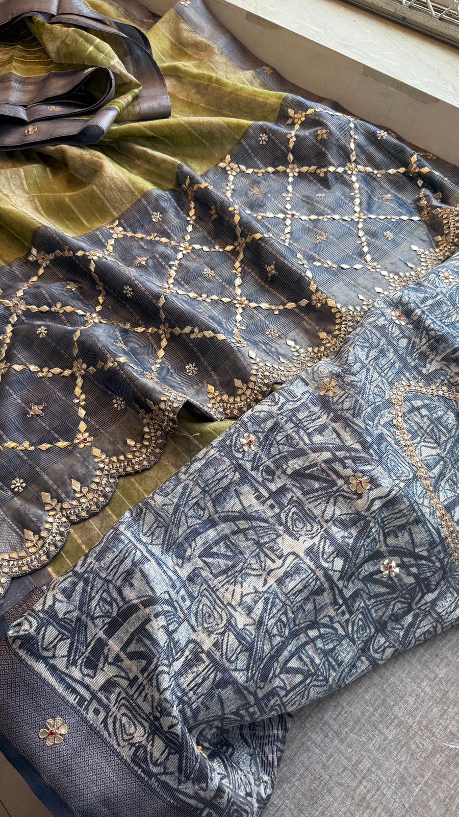 Pure Tissue Silk Banarasi Saree with Zardozi, Pearl & Gotapatti Handwork