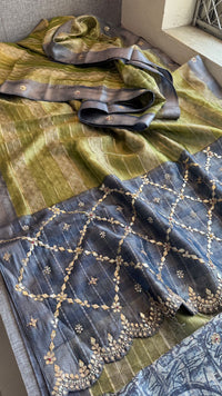 Pure Tissue Silk Banarasi Saree with Zardozi, Pearl & Gotapatti Handwork