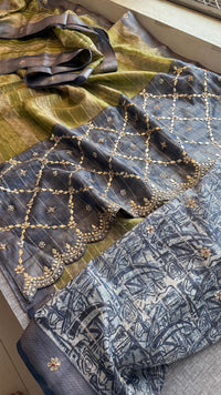 Pure Tissue Silk Banarasi Saree with Zardozi, Pearl & Gotapatti Handwork