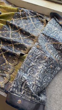 Pure Tissue Silk Banarasi Saree with Zardozi, Pearl & Gotapatti Handwork