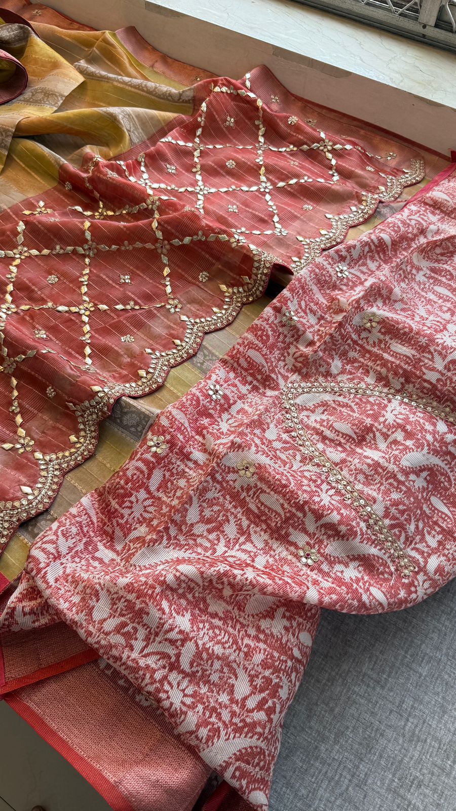 Pure Tissue Silk Banarasi Saree with Zardozi, Pearl & Gotapatti Handwork