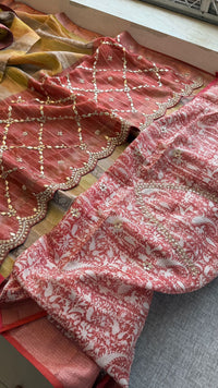 Pure Tissue Silk Banarasi Saree with Zardozi, Pearl & Gotapatti Handwork