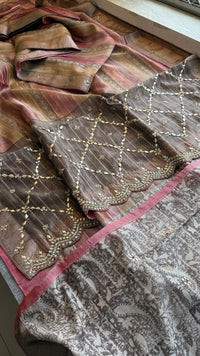 Pure Tissue Silk Banarasi Saree with Zardozi, Pearl & Gotapatti Handwork