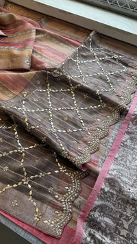 Pure Tissue Silk Banarasi Saree with Zardozi, Pearl & Gotapatti Handwork