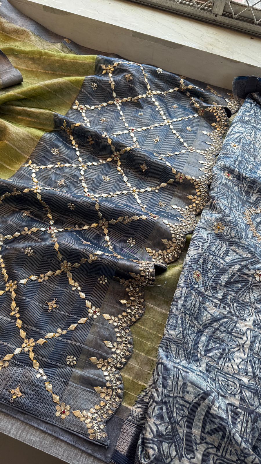 Pure Tissue Silk Banarasi Saree with Zardozi, Pearl & Gotapatti Handwork