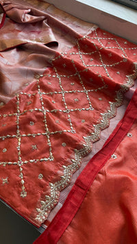 Pure Tissue Silk Banarasi Saree with Zardozi, Pearl & Gotapatti Handwork