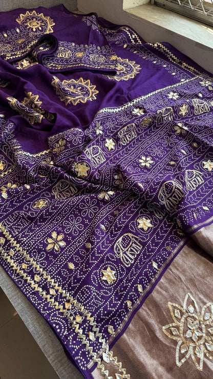 Gotta Patti Elephant Motif On Bandhej Munga Silk · 44 Artisan Hours of work · The Zari Edit