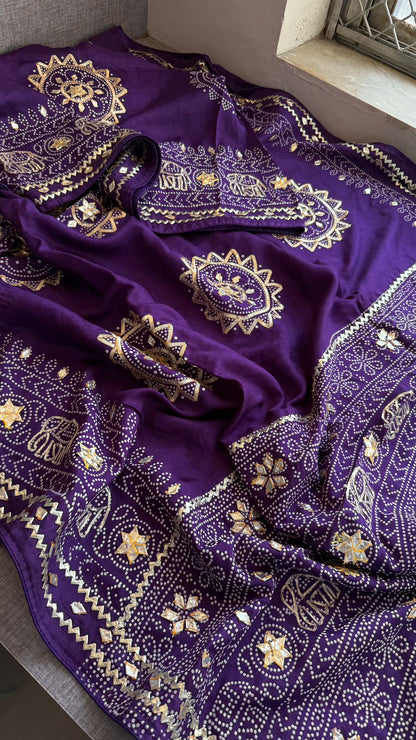 Gotta Patti Elephant Motif On Bandhej Munga Silk · 44 Artisan Hours of work · The Zari Edit