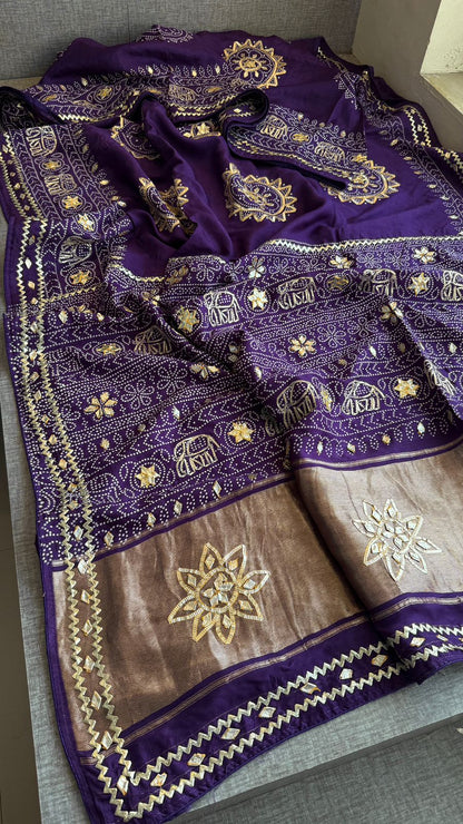 Gotta Patti Elephant Motif On Bandhej Munga Silk · 44 Artisan Hours of work · The Zari Edit