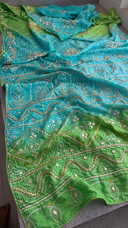 Sikhiya Gotta Patti On Munga Silk · 40 Artisan Hours of work · The Riwaayat Edit