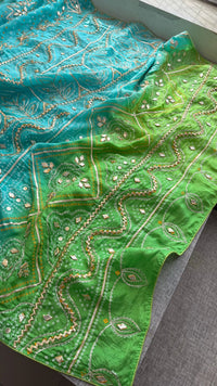 Radiant Festive Munga Silk Saree With Fine Sikhiya Gotapatti Hand Detailing
