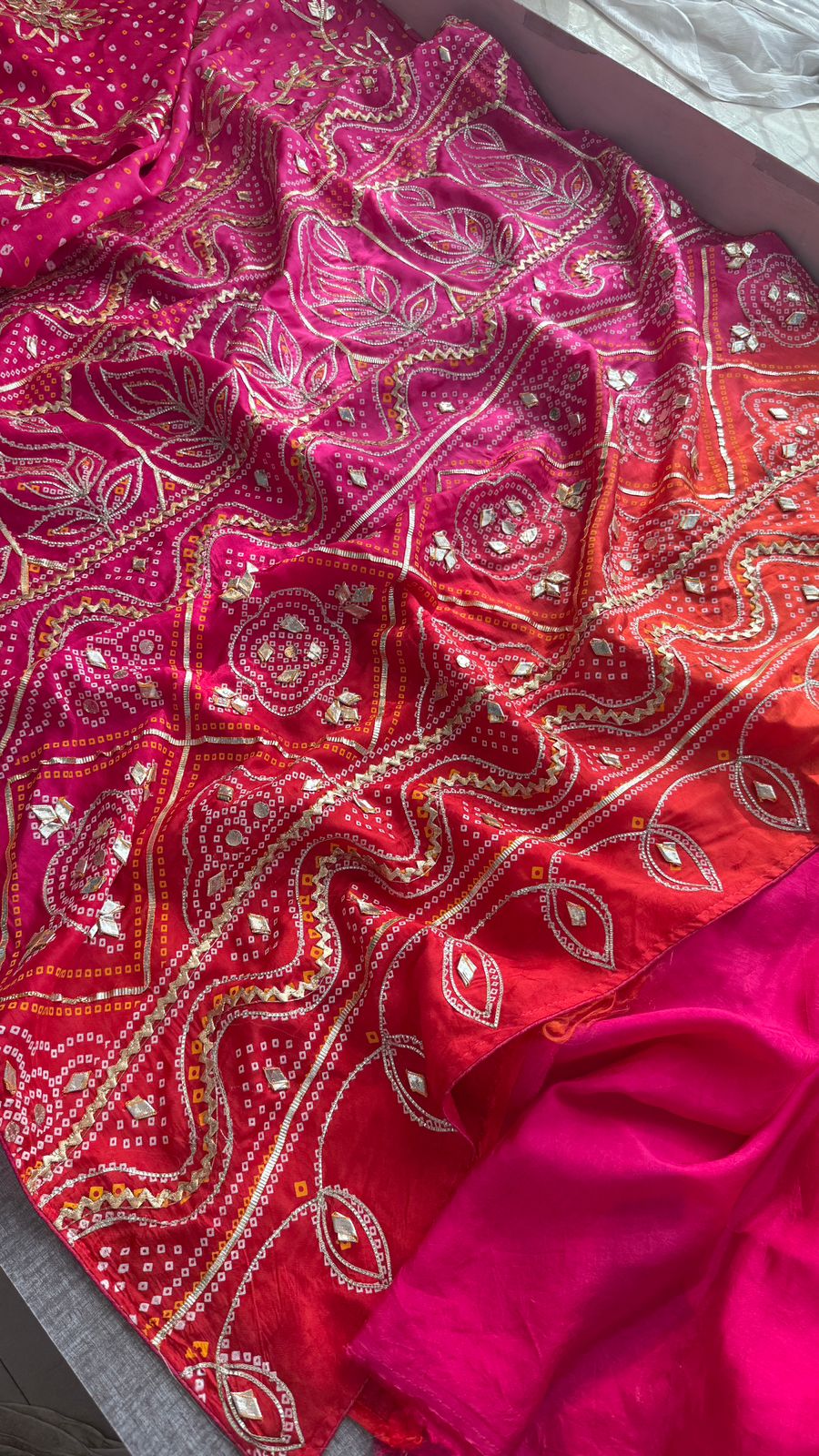 Radiant Festive Munga Silk Saree With Fine Sikhiya Gotapatti Hand Detailing