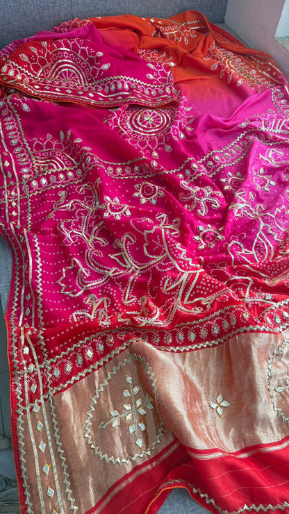 Sikhiya Gotta Patti On Dual Tone Munga Silk · 44 Artisan Hours of work · The Royal Edit