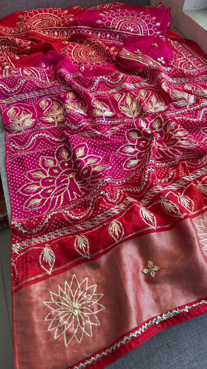 Sikhiya Gotta Patti Floral On Munga Silk Lakdi Patta · 40 Artisan Hours of work · The Shringar Edit