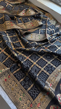 Festive Bandhej Inspired Banarasi Silk Saree With Rich Woven Pallu Design