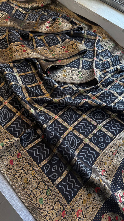 Bandhej Zari Weaving On Banarasi Silk · 24 Artisan Hours of work · The Jashn Edit