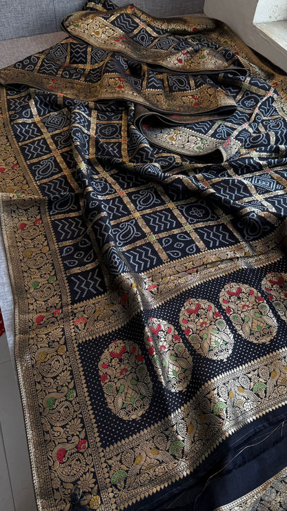 Bandhej Zari Weaving On Banarasi Silk · 24 Artisan Hours of work · The Jashn Edit