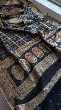 Festive Bandhej Inspired Banarasi Silk Saree With Rich Woven Pallu Design
