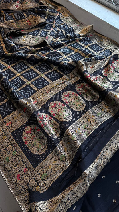 Bandhej Zari Weaving On Banarasi Silk · 24 Artisan Hours of work · The Jashn Edit