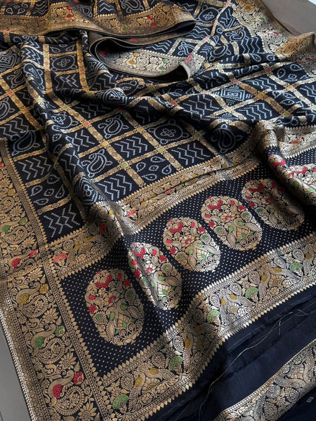 Festive Bandhej Inspired Banarasi Silk Saree With Rich Woven Pallu Design