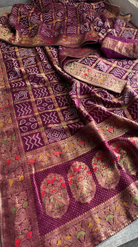 Festive Bandhej Inspired Banarasi Silk Saree With Rich Woven Pallu Design
