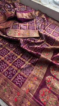 Festive Bandhej Inspired Banarasi Silk Saree With Rich Woven Pallu Design